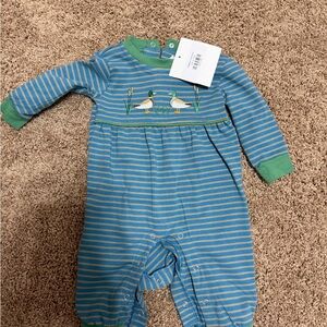 Striped Blue and Green Mallard Kids Romper - Trotter Street